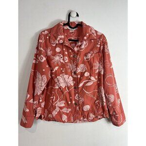 Fresh Produce Women's Floral Coral Pink Shirt Cottagecore Beach Minimalist XS